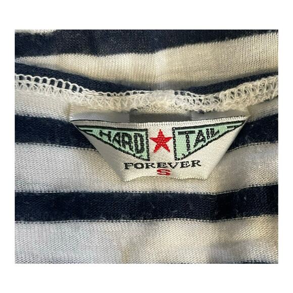 Hard Tail Blue White Striped Linen Hooded Top - Picture 4 of 6